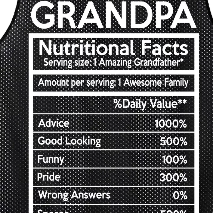 Grandpa Nutritional Facts Mesh Reversible Basketball Jersey Tank