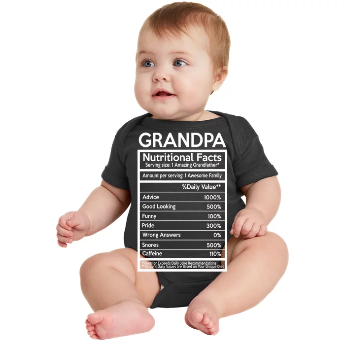 Grandpa Nutritional Facts Baby Bodysuit