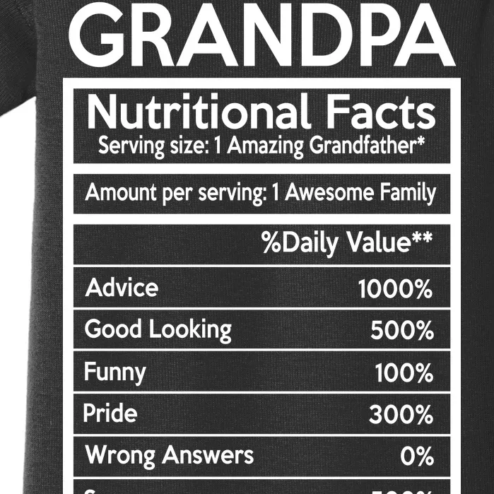 Grandpa Nutritional Facts Baby Bodysuit