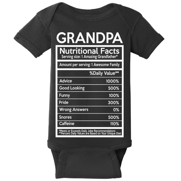 Grandpa Nutritional Facts Baby Bodysuit