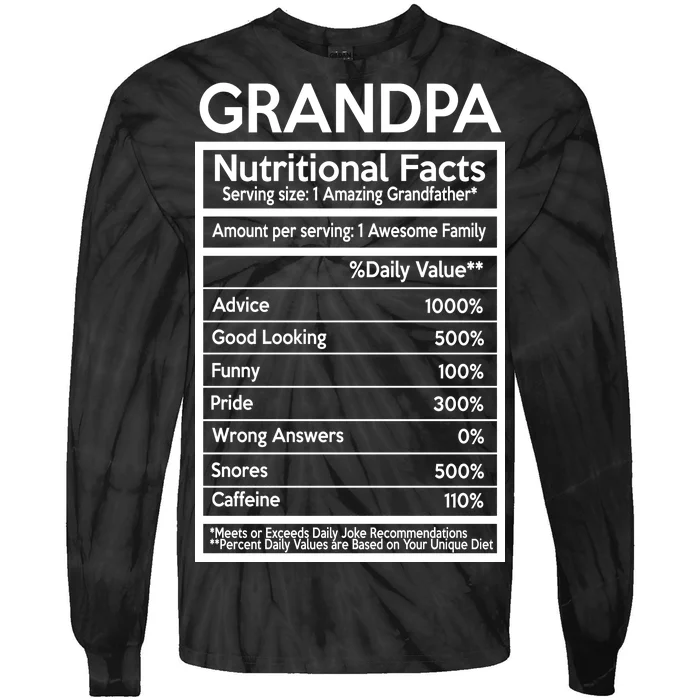 Grandpa Nutritional Facts Tie-Dye Long Sleeve Shirt