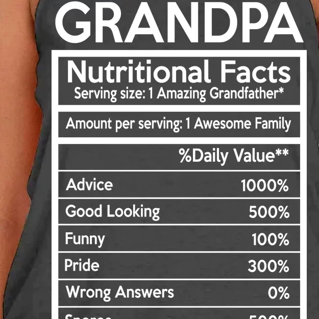 Grandpa Nutritional Facts Women's Knotted Racerback Tank