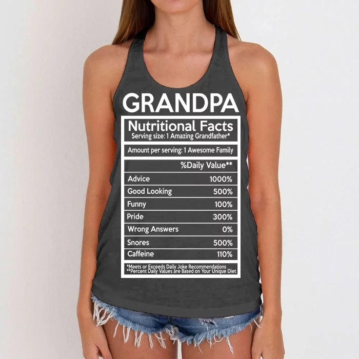 Grandpa Nutritional Facts Women's Knotted Racerback Tank