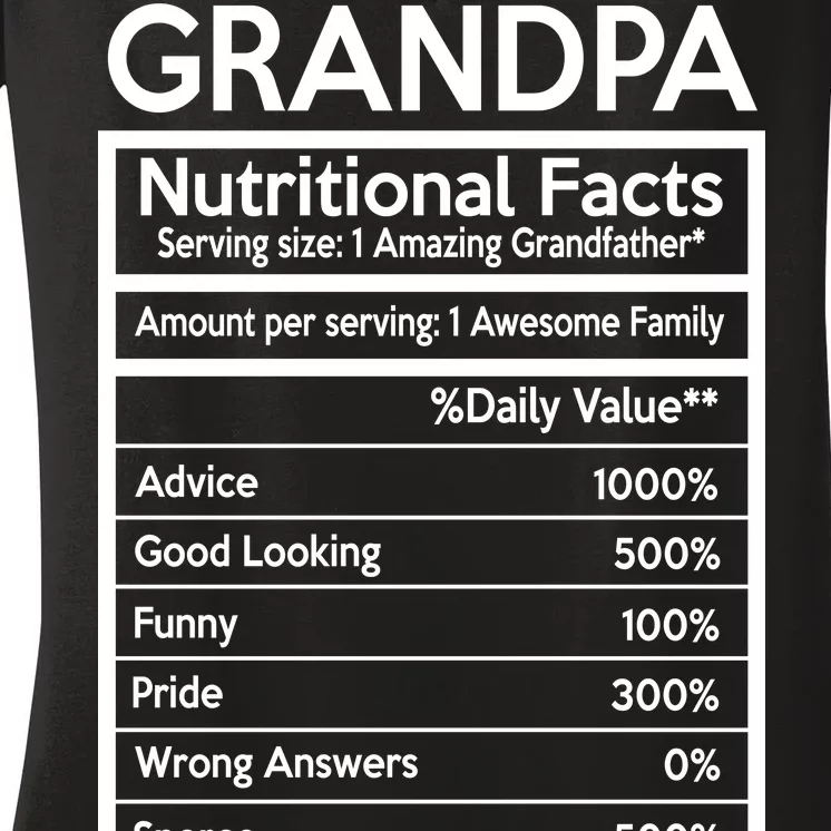 Grandpa Nutritional Facts Women's V-Neck T-Shirt