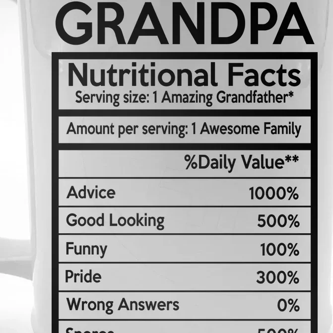 Grandpa Nutritional Facts Front & Back Beer Stein