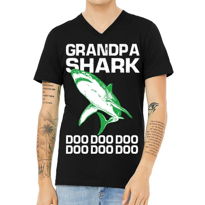 Grandpa Shark Doo V-Neck T-Shirt