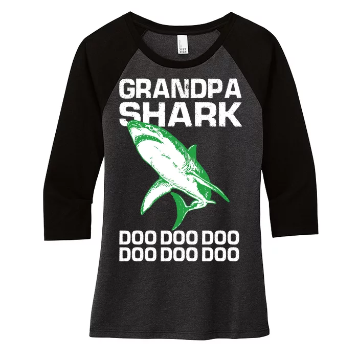 Grandpa Shark Doo Women's Tri-Blend 3/4-Sleeve Raglan Shirt