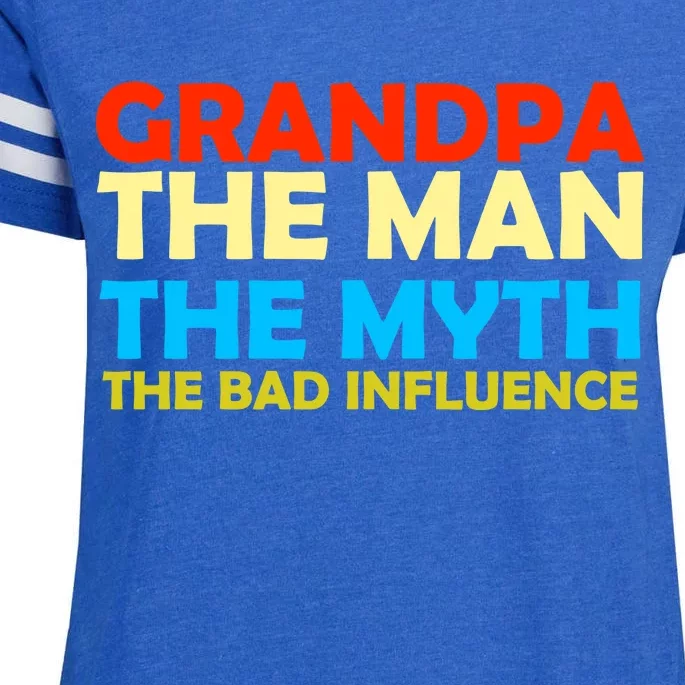 Grandpa The Man The Myth The Bad Influence Enza Ladies Jersey Football T-Shirt