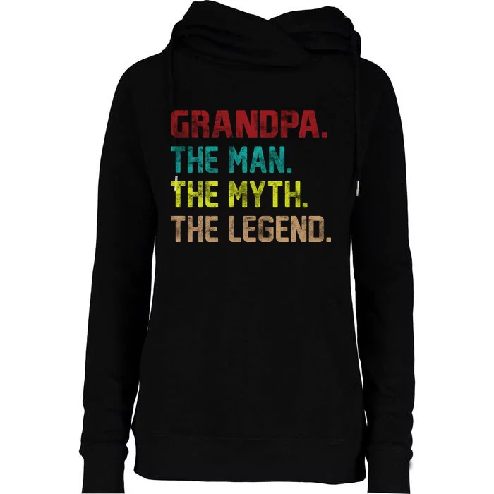 Grandpa The Man The Myth The Legend Womens Funnel Neck Pullover Hood