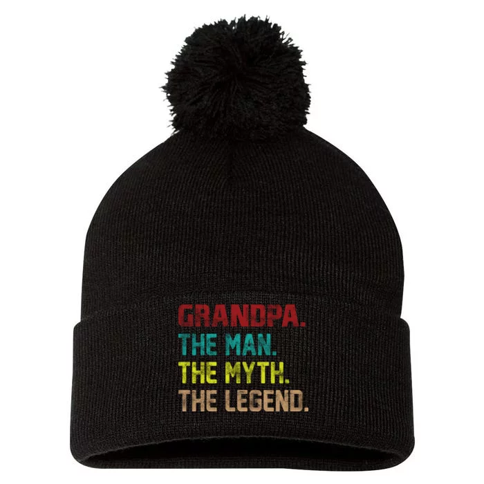 Grandpa The Man The Myth The Legend Pom Pom 12in Knit Beanie