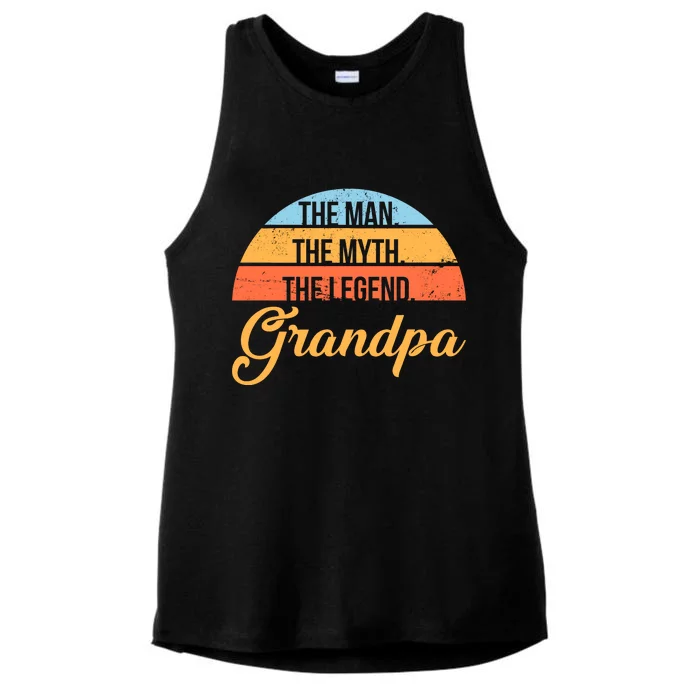 Grandpa The Man The Myth The Legend Saying Ladies Tri-Blend Wicking Tank