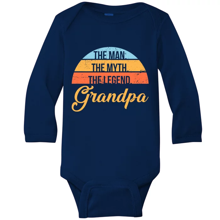 Grandpa The Man The Myth The Legend Saying Baby Long Sleeve Bodysuit