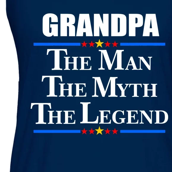 Grandpa The Man The Myth The Legend Stars Ladies Essential Flowy Tank