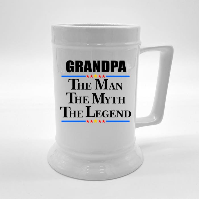 Grandpa The Man The Myth The Legend Stars Front & Back Beer Stein