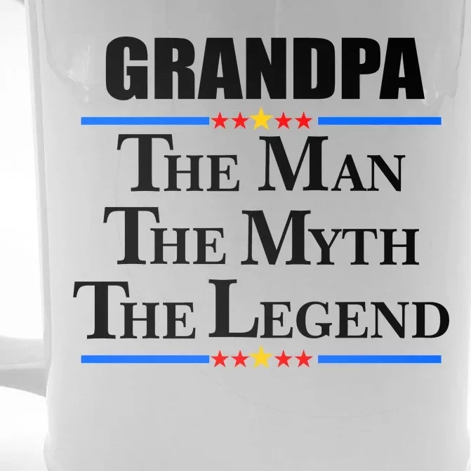 Grandpa The Man The Myth The Legend Stars Front & Back Beer Stein