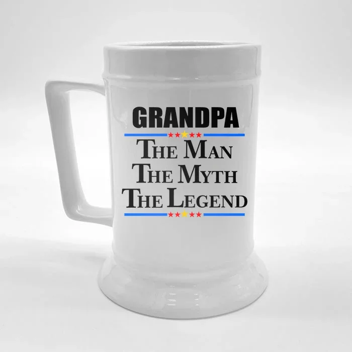 Grandpa The Man The Myth The Legend Stars Front & Back Beer Stein