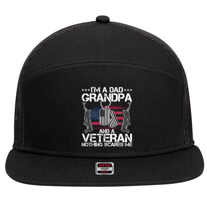 Grandpa Veteran Nothing Scares Me 7 Panel Mesh Trucker Snapback Hat