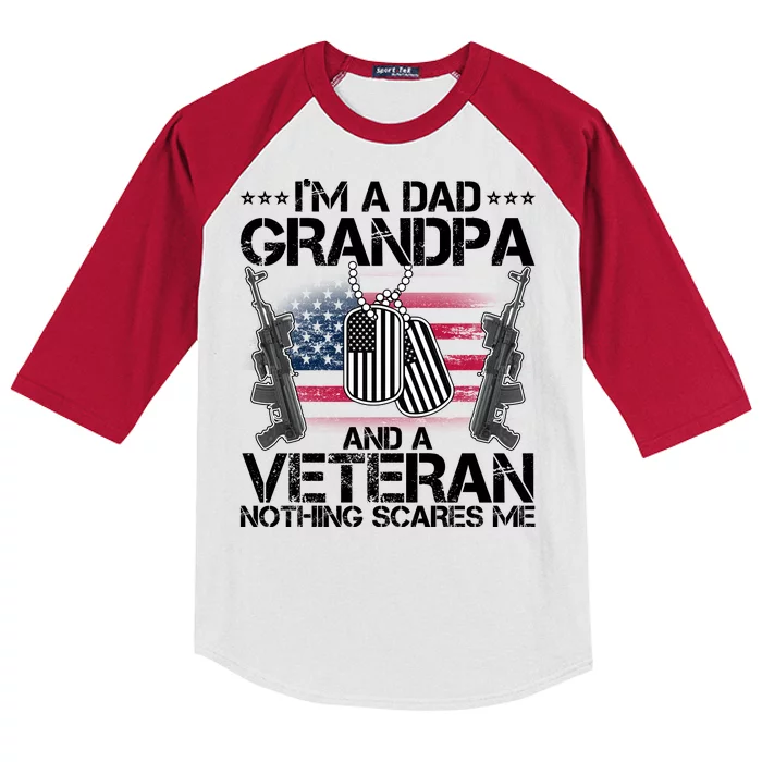 Grandpa Veteran Nothing Scares Me Kids Colorblock Raglan Jersey