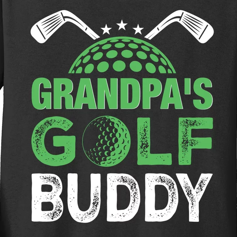 Grandpas Golf Buddy Fathers Day Kids Long Sleeve Shirt