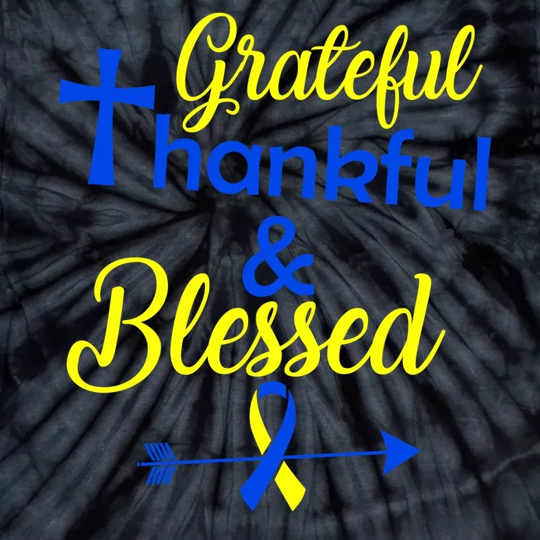 Grateful Thankful & Blessed Down Syndrome Tie-Dye T-Shirt