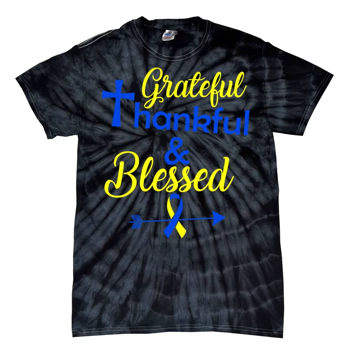 Grateful Thankful & Blessed Down Syndrome Tie-Dye T-Shirt