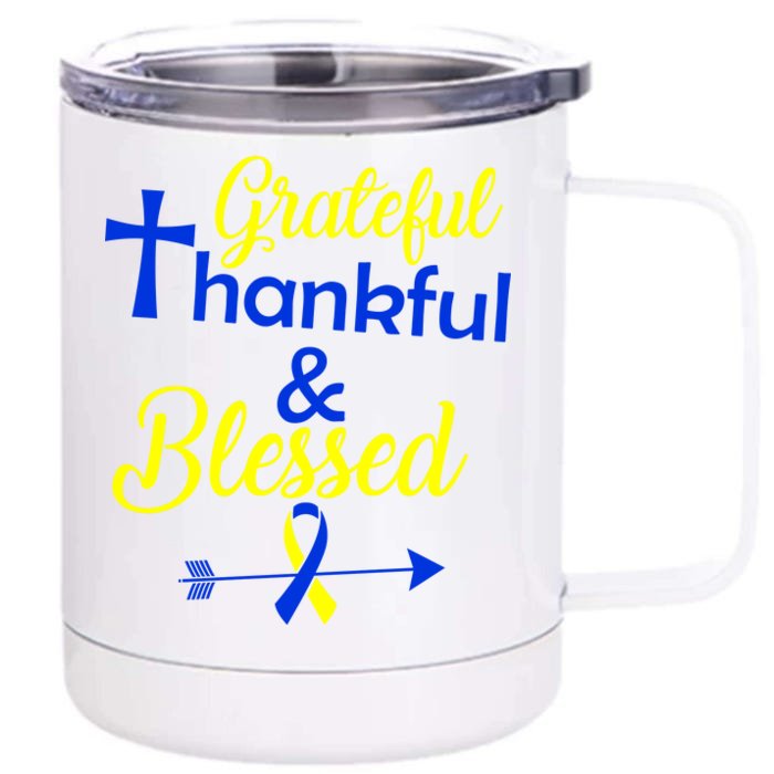 Grateful Thankful & Blessed Down Syndrome Front & Back 12oz Stainless Steel Tumbler Cup