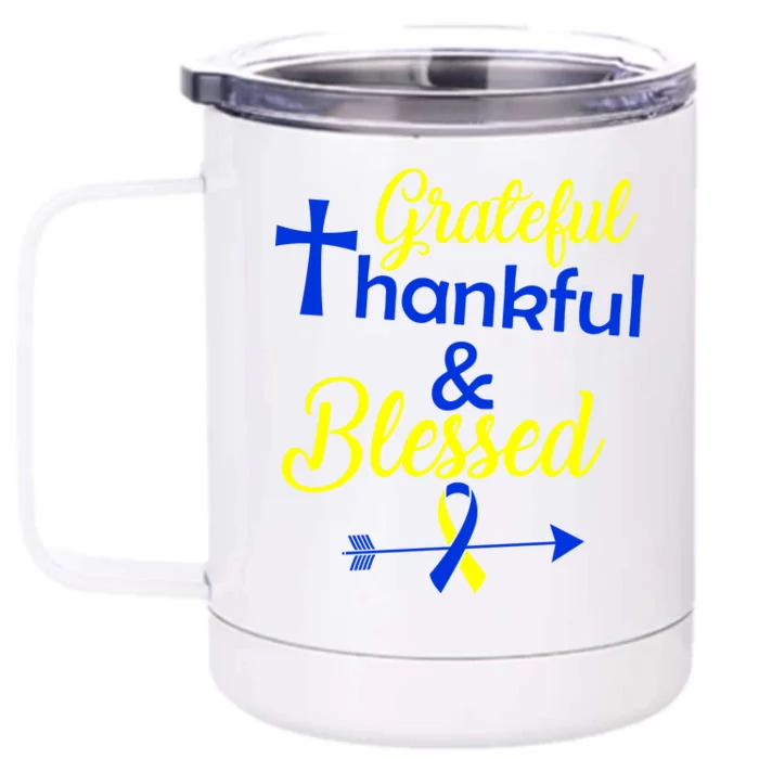 Grateful Thankful & Blessed Down Syndrome Front & Back 12oz Stainless Steel Tumbler Cup