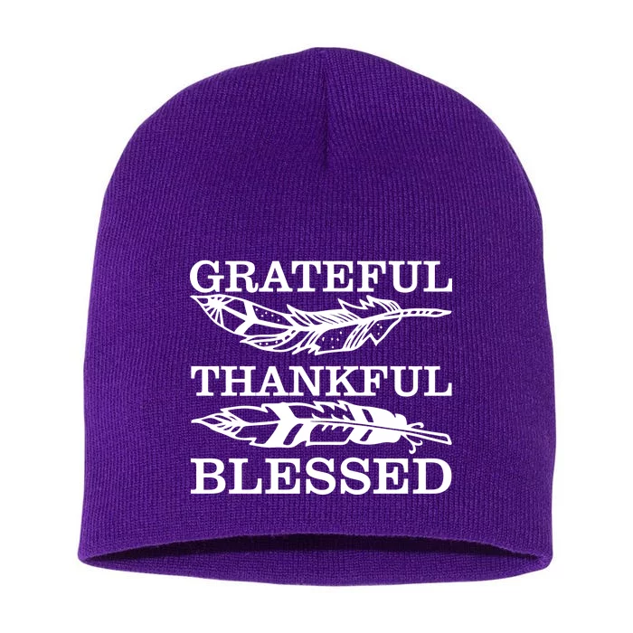 Grateful Thankful And Blessed Short Acrylic Beanie