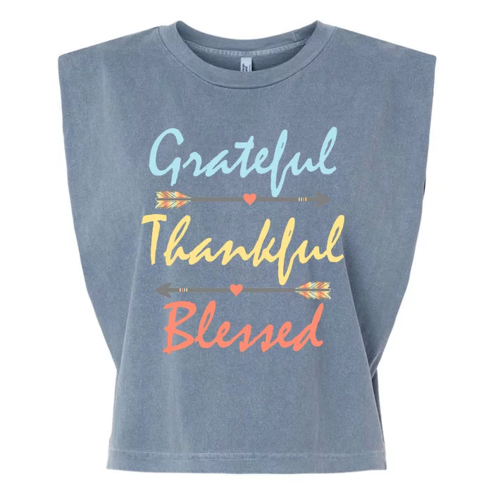 Grateful Thankful Blessed Colorful Thanksgiving Garment-Dyed Women's Muscle Tee