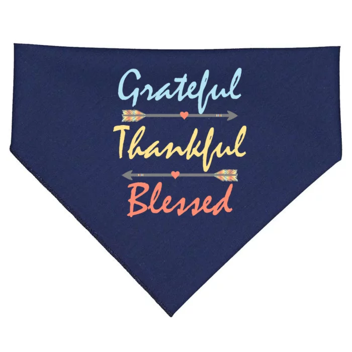 Grateful Thankful Blessed Colorful Thanksgiving USA-Made Doggie Bandana