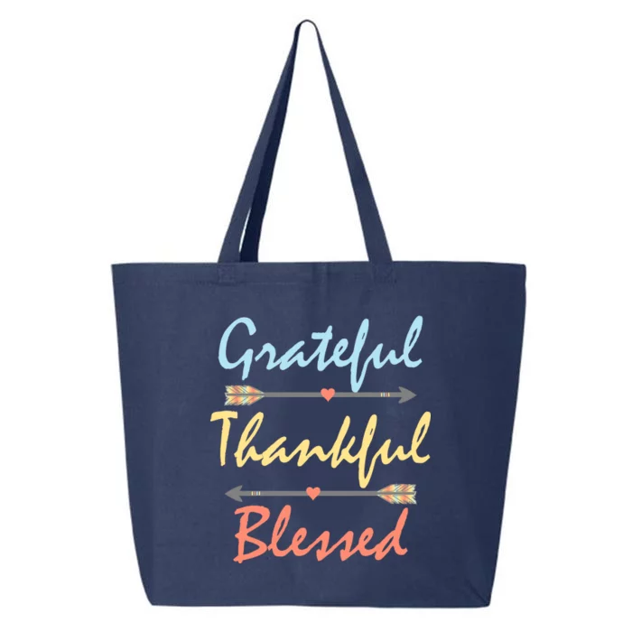 Grateful Thankful Blessed Colorful Thanksgiving 25L Jumbo Tote