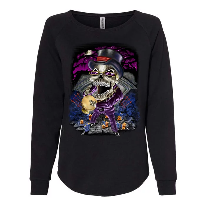 Graveyard Death Skull Womens California Wash Sweatshirt