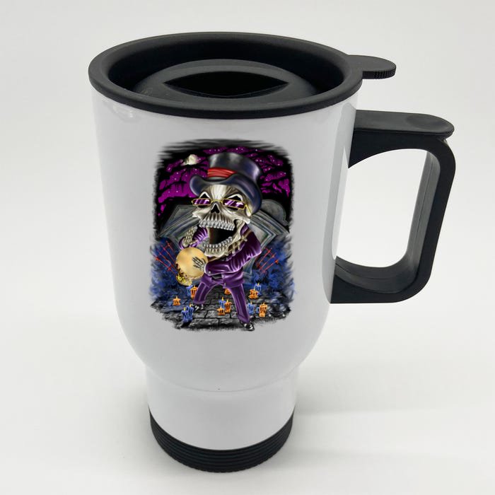 Graveyard Death Skull Front & Back Stainless Steel Travel Mug