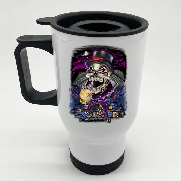 Graveyard Death Skull Front & Back Stainless Steel Travel Mug