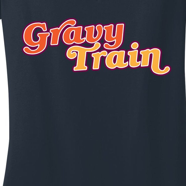 Gravy Train Retro Thanksgiving Women's V-Neck T-Shirt