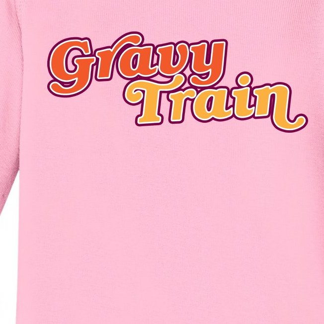 Gravy Train Retro Thanksgiving Baby Long Sleeve Bodysuit