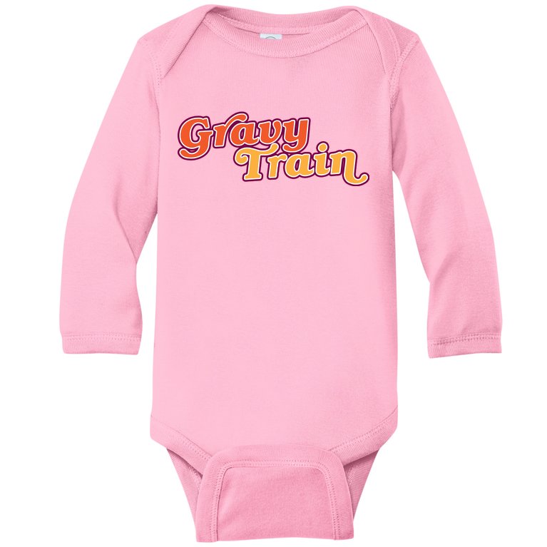 Gravy Train Retro Thanksgiving Baby Long Sleeve Bodysuit
