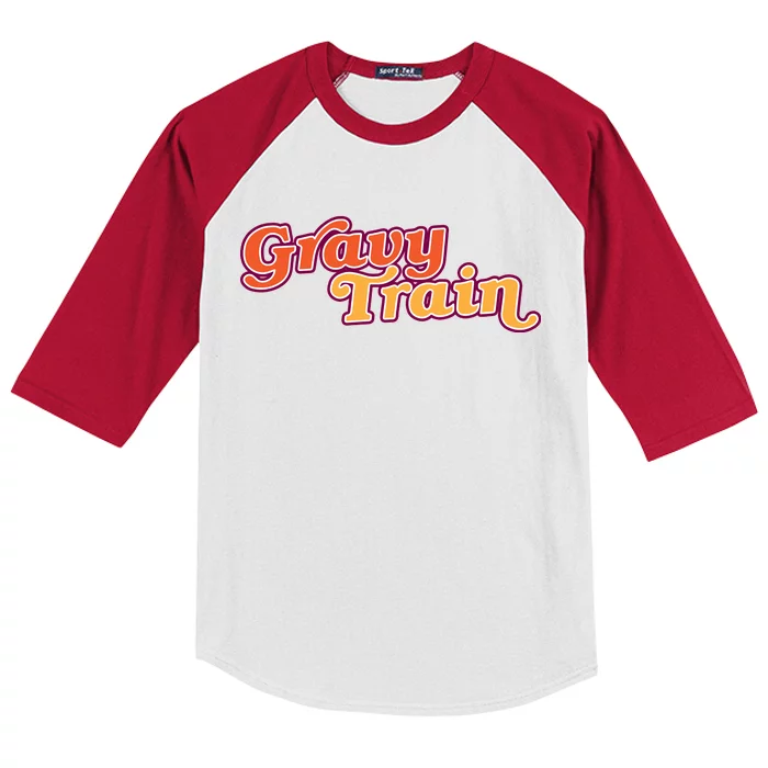 Gravy Train Retro Thanksgiving Kids Colorblock Raglan Jersey