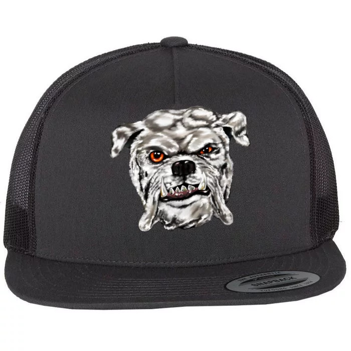 Gray Bulldog Flat Bill Trucker Hat