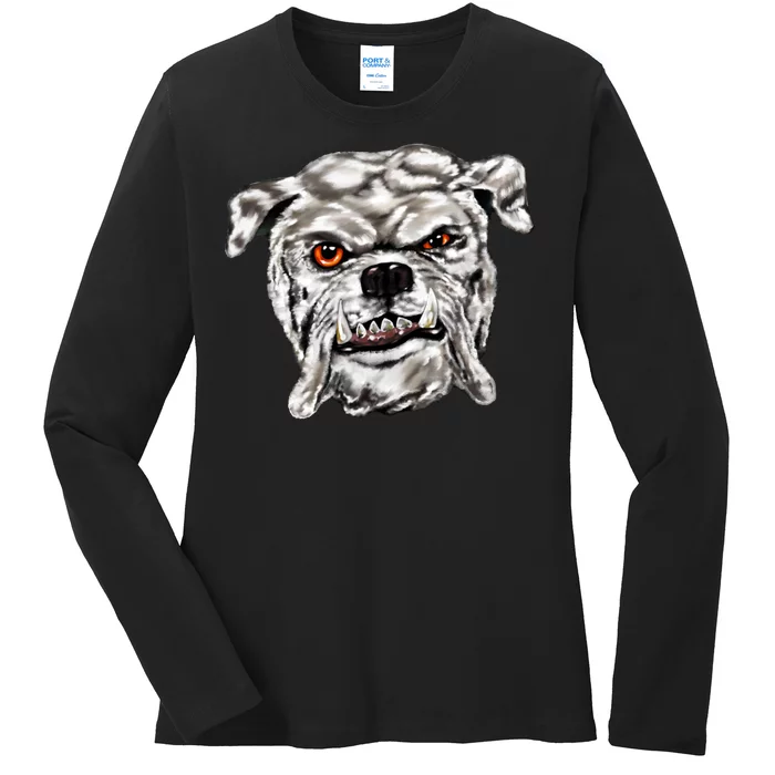 Gray Bulldog Ladies Long Sleeve Shirt