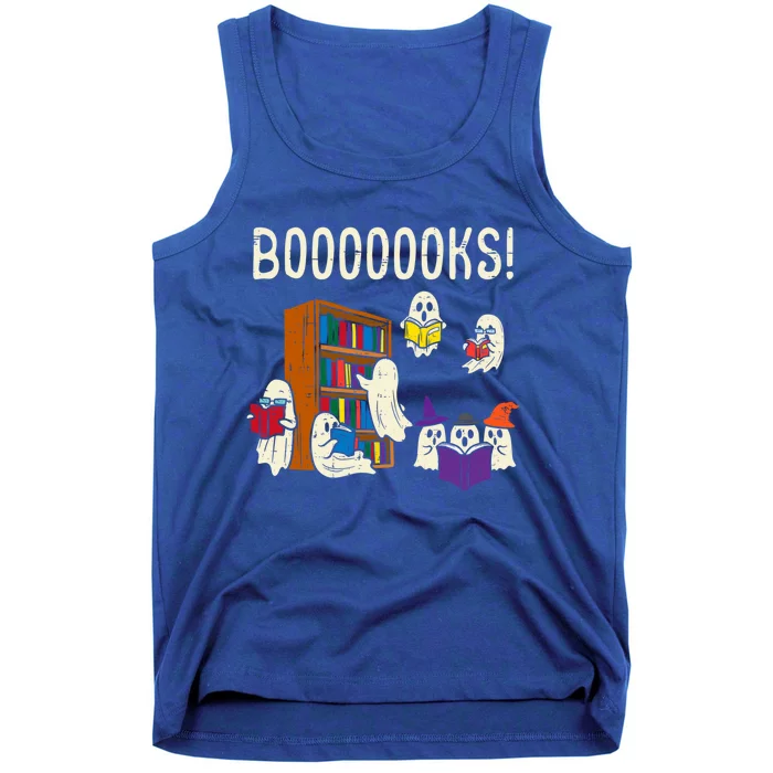 Ghosts Reading Books Teacher Halloween Librarian Boooks Meaningful Gift Tank Top