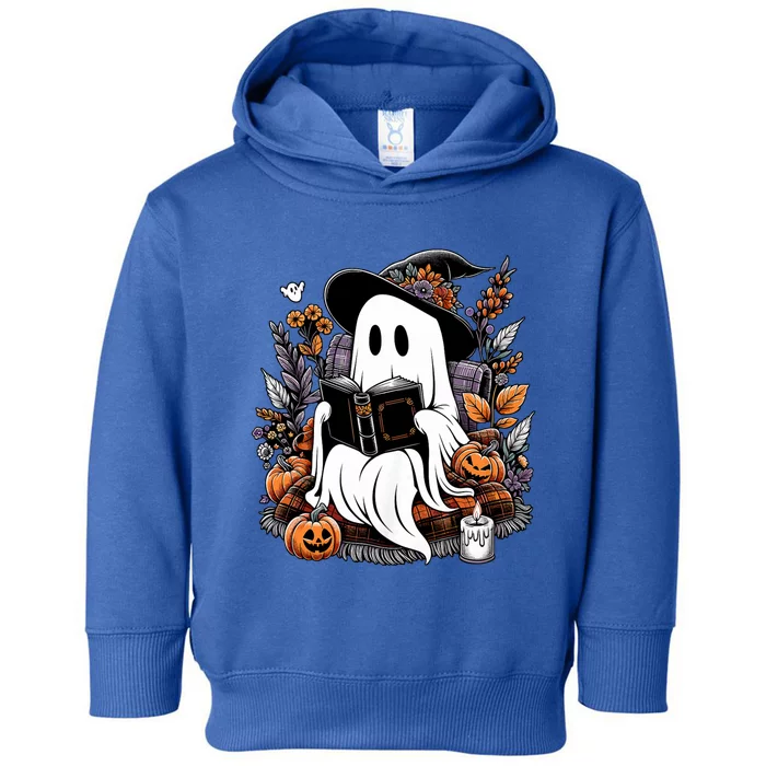 Ghost Reading Books Pumpkin Halloween Ghost Spooky Season Teacher Outfit Toddler Hoodie