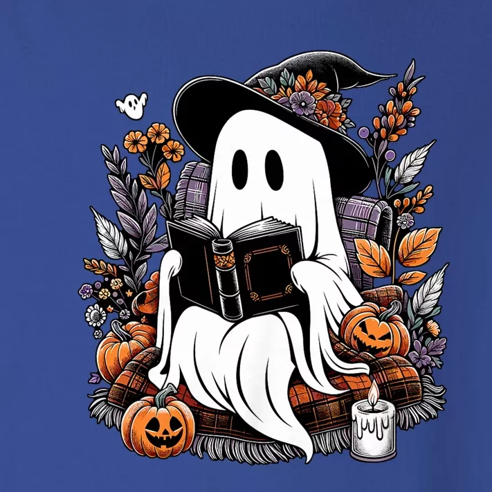 Ghost Reading Books Pumpkin Halloween Ghost Spooky Season Teacher Outfit Toddler Long Sleeve Shirt