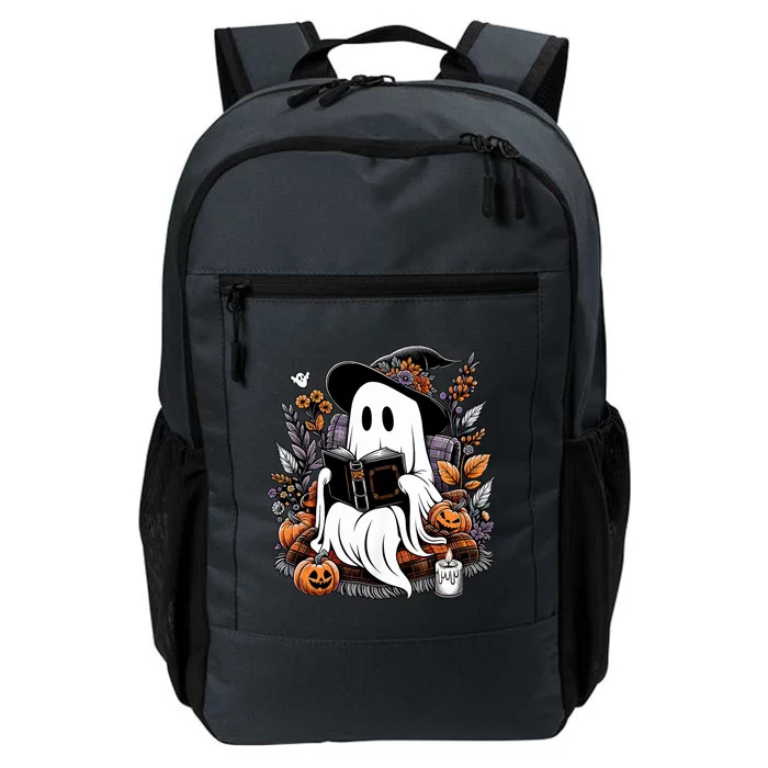 Ghost Reading Books Pumpkin Halloween Ghost Spooky Season Teacher Outfit Daily Commute Backpack