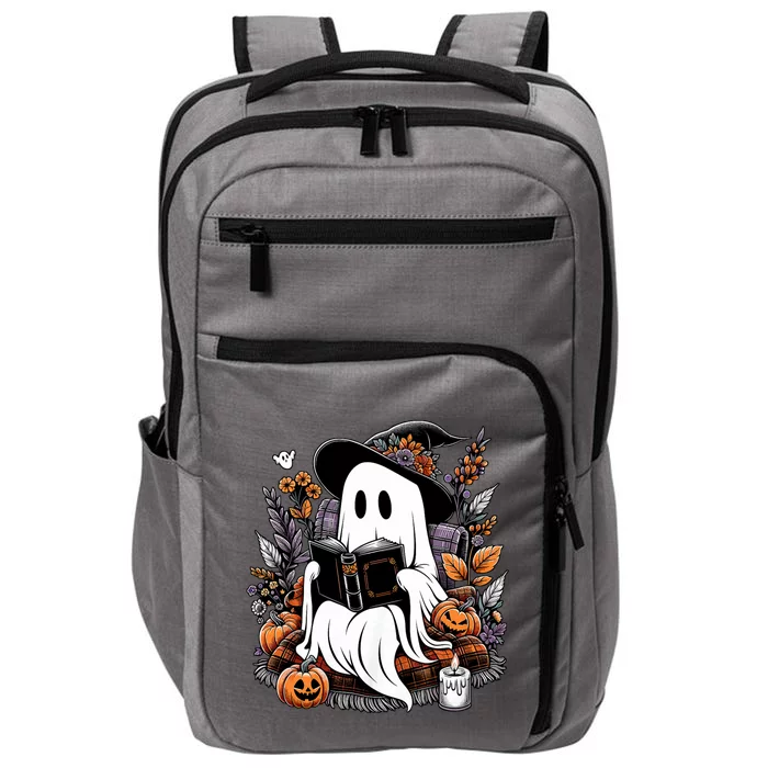 Ghost Reading Books Pumpkin Halloween Ghost Spooky Season Teacher Outfit Impact Tech Backpack