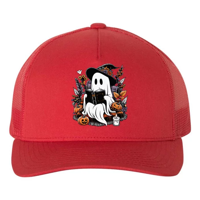 Ghost Reading Books Pumpkin Halloween Yupoong Adult 5-Panel Trucker Hat