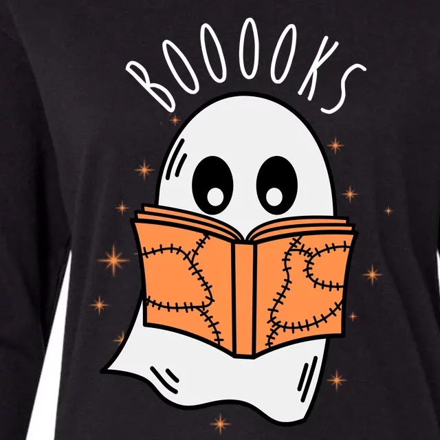 Ghost Reading Books Halloween Womens Cotton Relaxed Long Sleeve T-Shirt