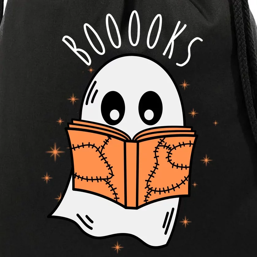 Ghost Reading Books Halloween Drawstring Bag