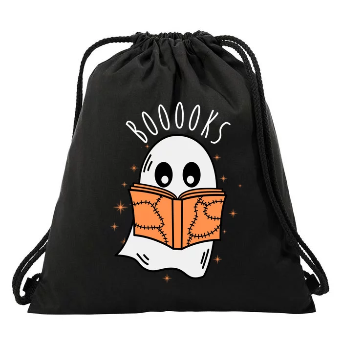 Ghost Reading Books Halloween Drawstring Bag