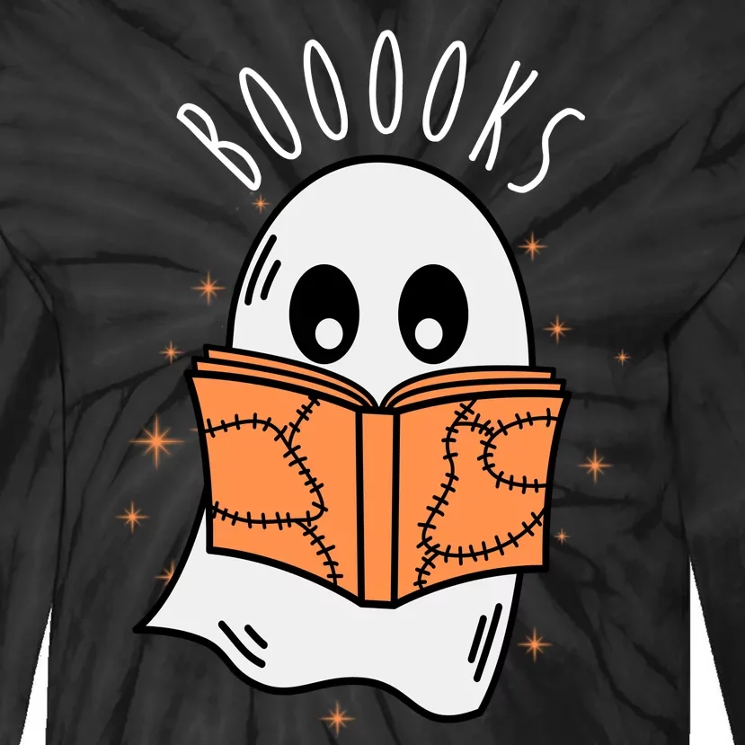 Ghost Reading Books Halloween Tie-Dye Long Sleeve Shirt